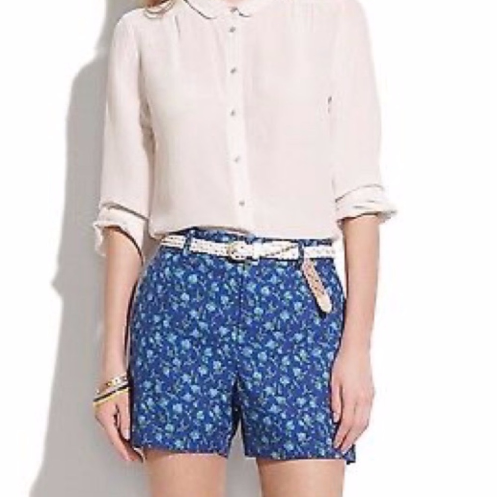 Madewell Broadway & Broome Shorts Blue Rosettes Boho Preppy Floral Inseam 3"